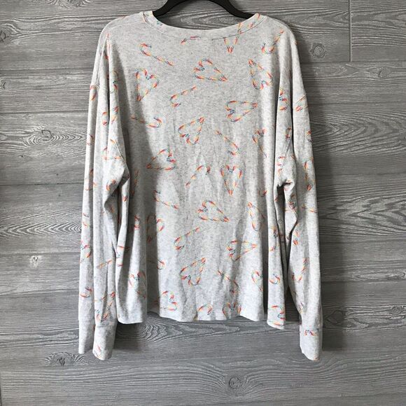 PINK VS long sleeve gray top candy cane‎ rainbow hearts women XL - Picture 4 of 4